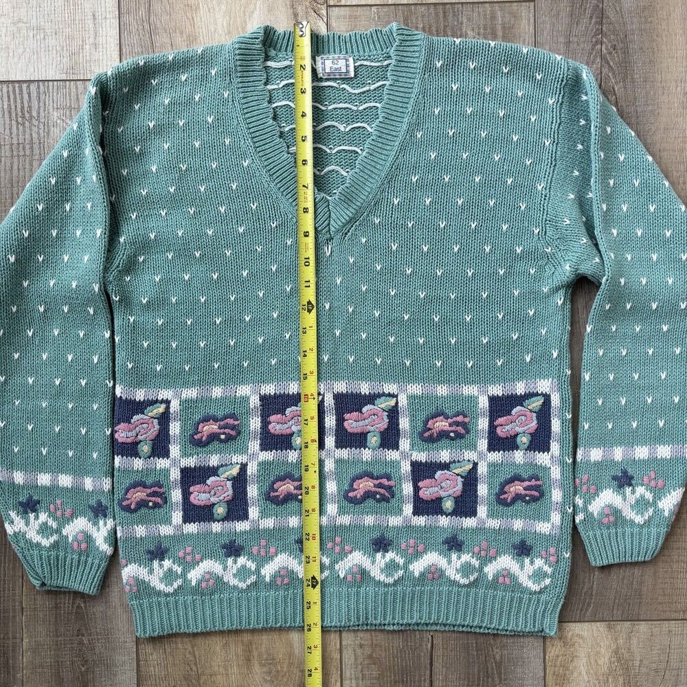Vintage Floral Cottagecore Sweater Size M Granny Embroidered Feminine Spring - Picture 10 of 14